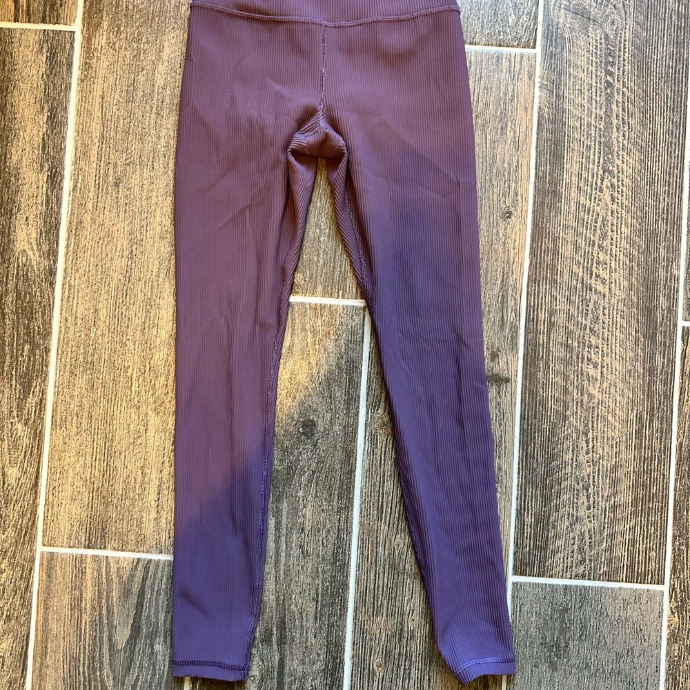 Athleta Elation ribbed yoga leggings.